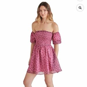 Betsey Johnson Pink Floral Puff Sleeve Babydoll Dress Size XL